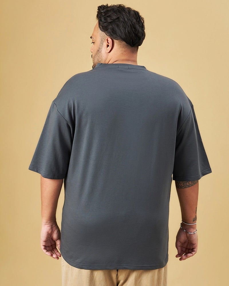 bewakoof Men's Grey Oversized Plus Size T-shirt - Image 3